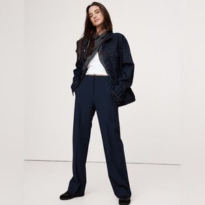 NWT Banana Republic High Rise Modern Straight Refined Navy Pant Size 0 Petite.